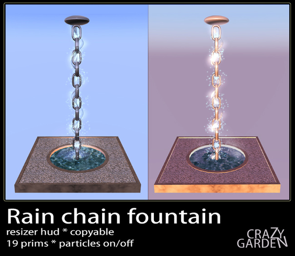 Second Life Marketplace Rain chain fountain * designed fountain